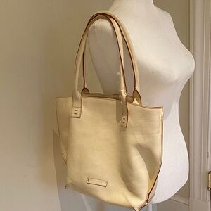 Toscanella ivory leather tote striped lining